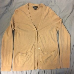 100% cashmere beige button up cardigan sweater